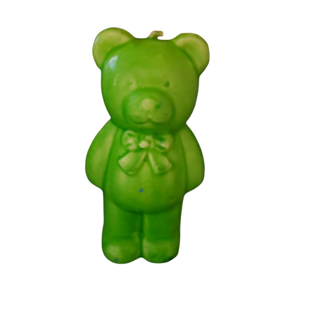 New In Plastic Large Green Teddy Bear Candle